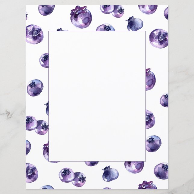 Blueberry Watercolor Scrapbook Paper (Vorderseite)