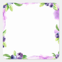Blueberry Watercolor Scrapbook Quadratischer Aufkleber