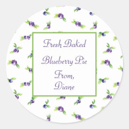 Blueberry Watercolor Scrapbook Runder Aufkleber