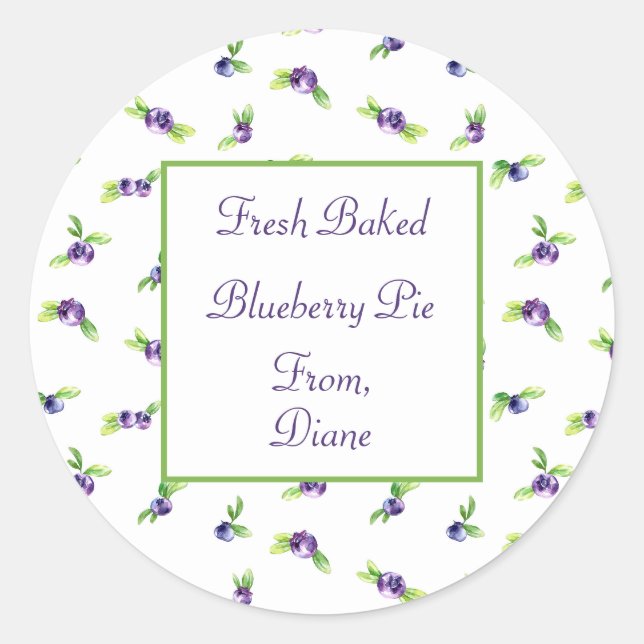 Blueberry Watercolor Scrapbook Runder Aufkleber (Vorderseite)