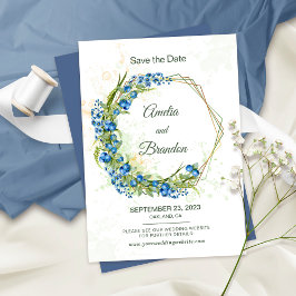 Blueberry Wildblumen Imitate Gold Foil Rahmen Hoch Save The Date