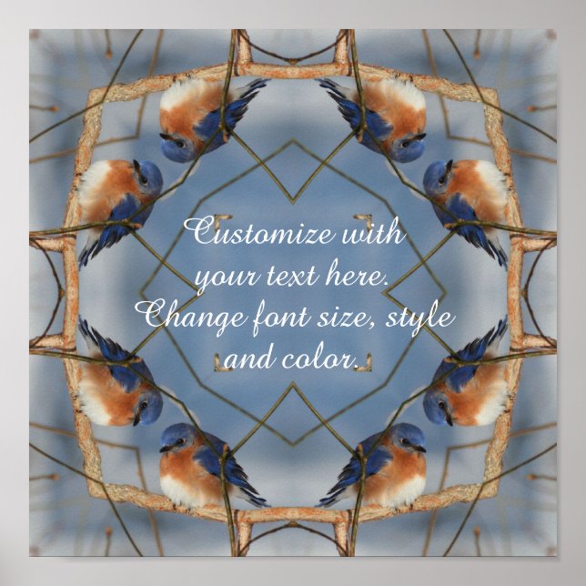 Bluebird Abstrakt Mirror Nature Art Personalisiert Poster (Vorne)