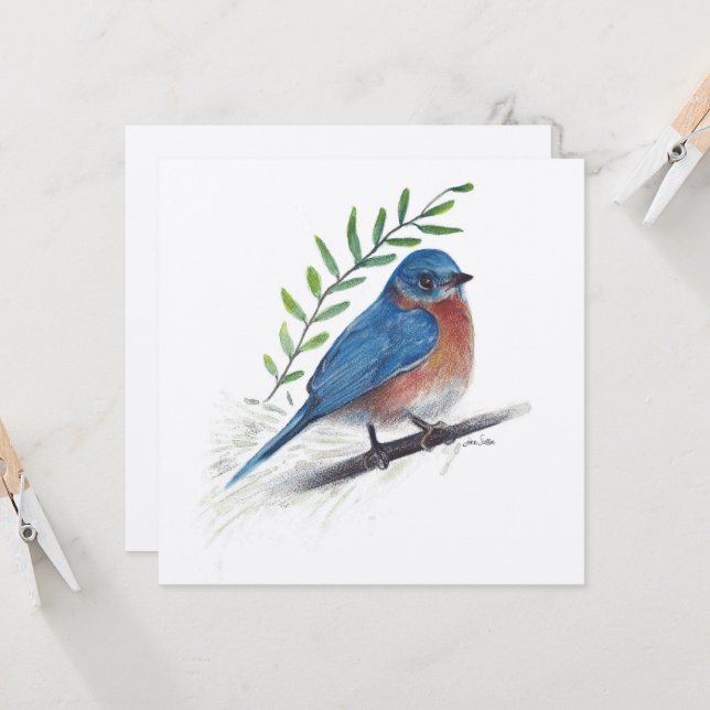 Bluebird Art Bird Card Karte (Vorderseite/Rückseite Beispiel)