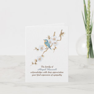 Bluebird auf Almond Twig Beileid Vielen Dank Karte