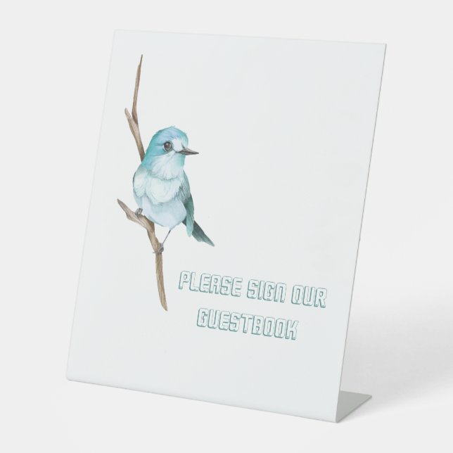 Bluebird auf einer Zweigstelle Hochzeit Unterschre Sockelschild (Vorderseite)