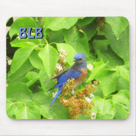 Bluebird auf Lilac Hedge your Initials Mousepad