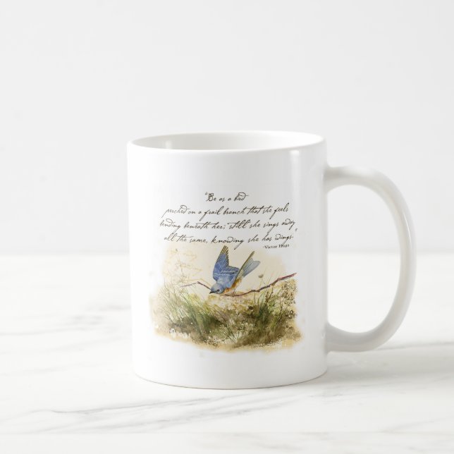 Bluebird auf Zweig Victor Hugo Inspiration Gedicht Kaffeetasse (Rechts)
