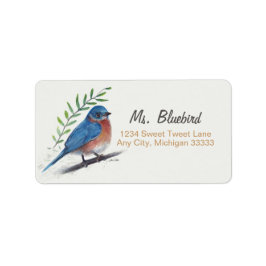 Bluebird Bird Art Return Label Adressaufkleber