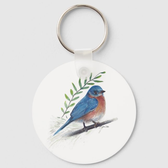 Bluebird Bird Art Schlüsselanhänger (Vorderseite)