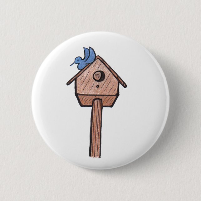 Bluebird Birdhouse..Button.. Button (Vorderseite)