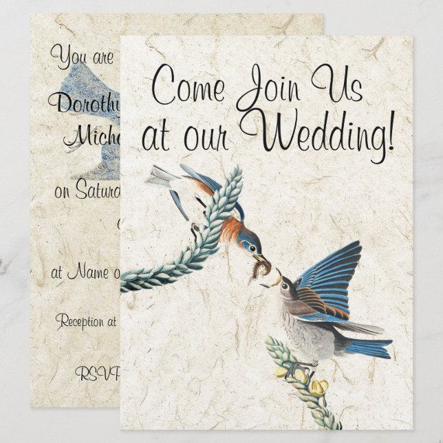 Bluebird Birds Wildlife Animals Hochzeit Einladung (Vorne/Hinten)