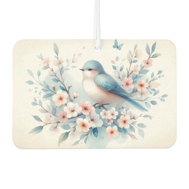 Bluebird Blossom Watercolor Serenity Autolufterfrischer (Vorderseite)