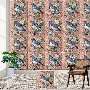 Bluebird Chinoiserie Blumenmuster Tile Fliese