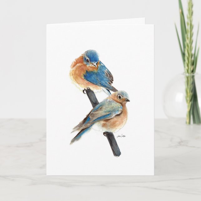 Bluebird Couple Painting Happy Birthday (Vorderseite)