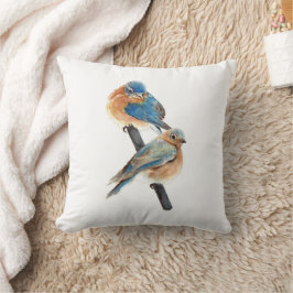 Bluebird Couple Watercolor Art Kissen
