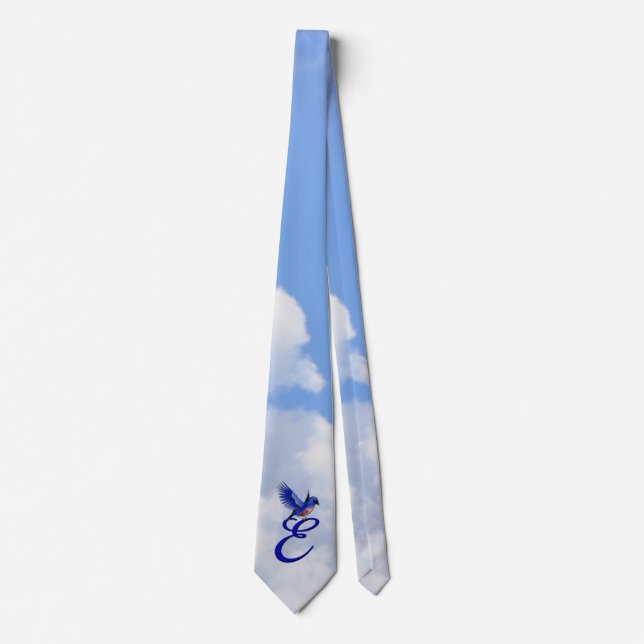 Bluebird Elegant Monogram Anfangsbuchstabe E Krawatte (Vorderseite)