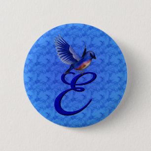 Bluebird Elegant Monogram Initial E Button