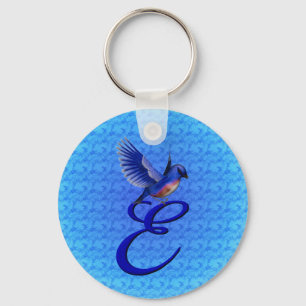 Bluebird Elegant Monogram Initial E Schlüsselanhänger