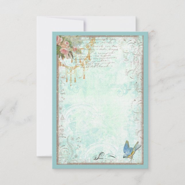 Bluebird et rose Roses RSVP ou carte de table (Devant)