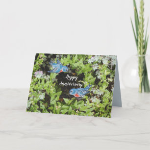 Bluebird Foliage Ivy Floral Botannum Jubiläum Karte