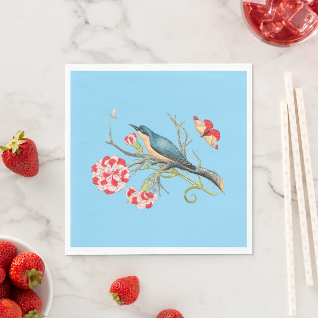 Bluebird für Nelken, Vintage Darstellung, Serviette (Beispiel)