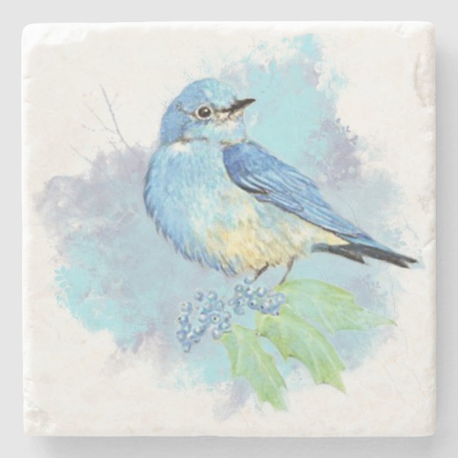 Bluebird Garden Steinuntersetzer (Vorderseite)