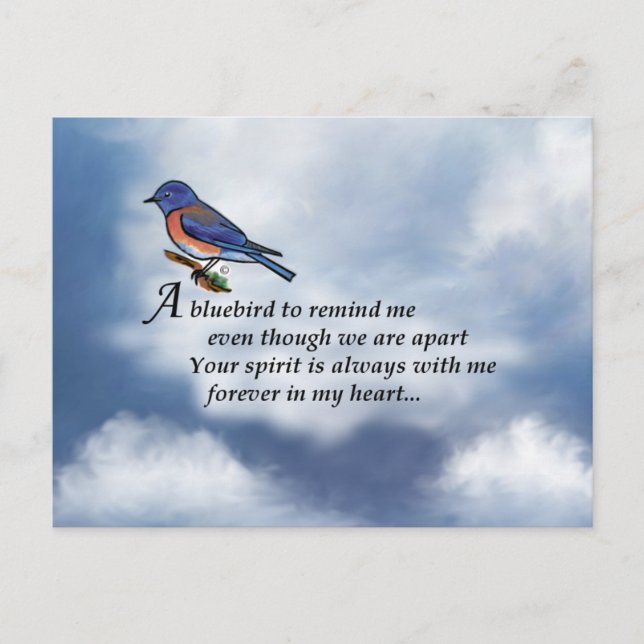 Bluebird-Gedächtnisgedicht Postkarte (Vorderseite)