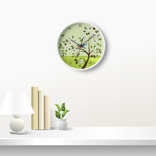 Bluebird in Baumlandschaftsuhren Uhr