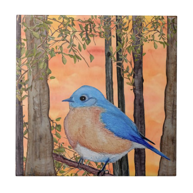Bluebird Keramik Tile, klein (4,25" x 4,25") Fliese (Vorderseite)