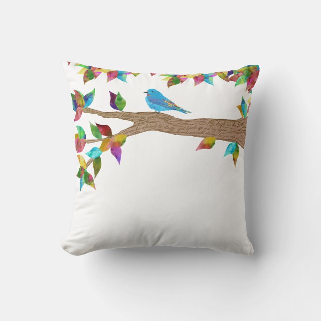 Bluebird Kissen, farbenfrohe Kissen, personalisier Kissen (Vorderseite)