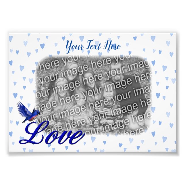 Bluebird Love Blue Hearts Modèle de cadre photo (Devant)