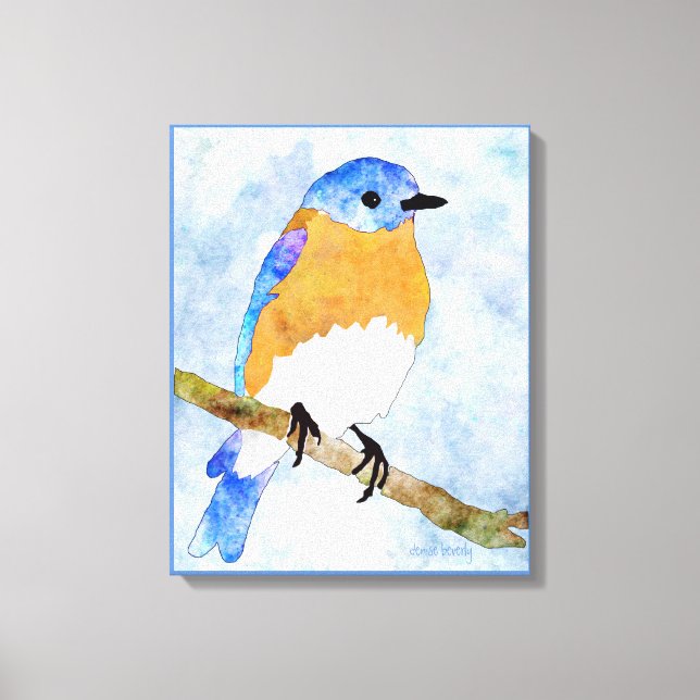Bluebird - mâle - toile de style aquarelle (Recto)