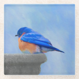 Bluebird-Malerei - Original Bird Art Glasuntersetzer