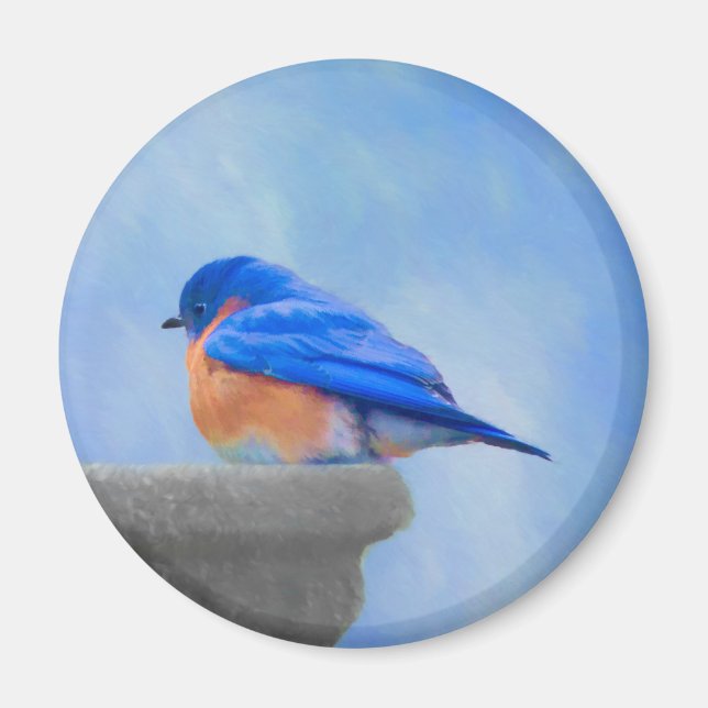 Bluebird-Malerei - Original Bird Art Magnet (Vorne)