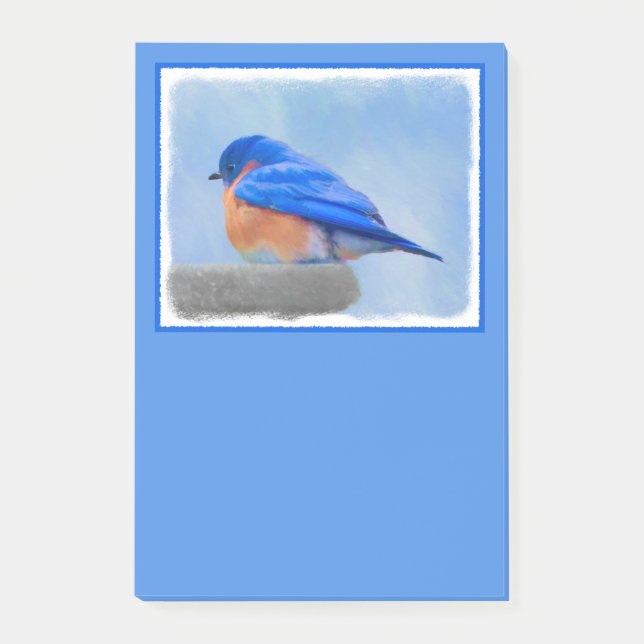 Bluebird-Malerei - Original Bird Art Post-it Klebezettel (Vorderseite)