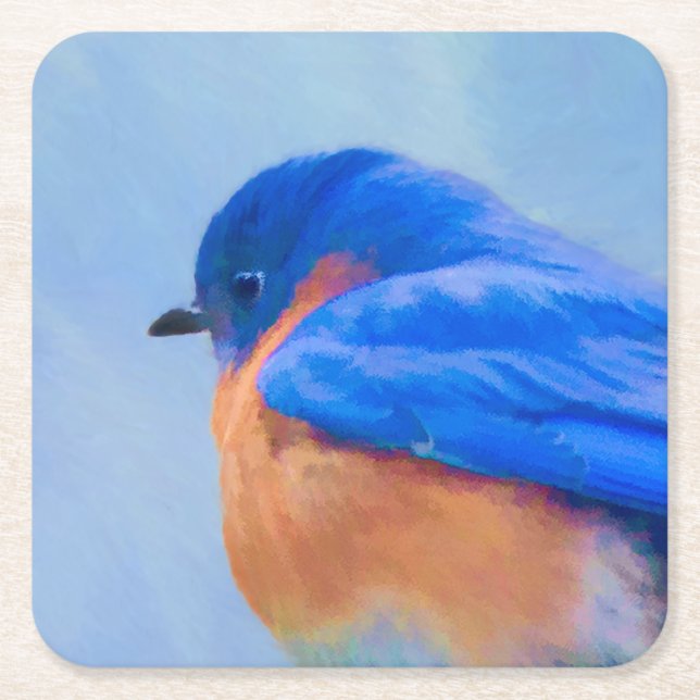 Bluebird-Malerei - Original Bird Art Rechteckiger Pappuntersetzer (Vorderseite)