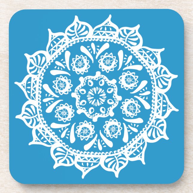 Bluebird Mandala Getränkeuntersetzer (Vorderseite)