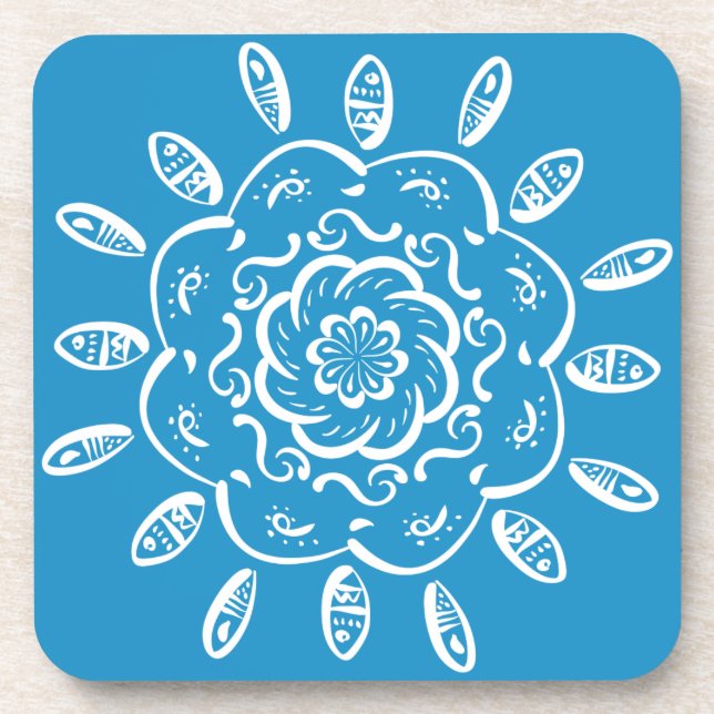 Bluebird Mandala Getränkeuntersetzer (Vorderseite)