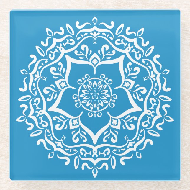 Bluebird Mandala Glasuntersetzer (Vorderseite)