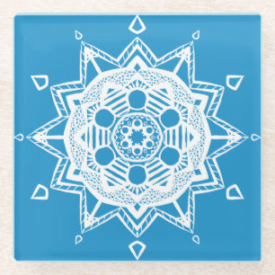 Bluebird Mandala Glasuntersetzer
