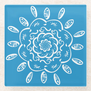 Bluebird Mandala Glasuntersetzer