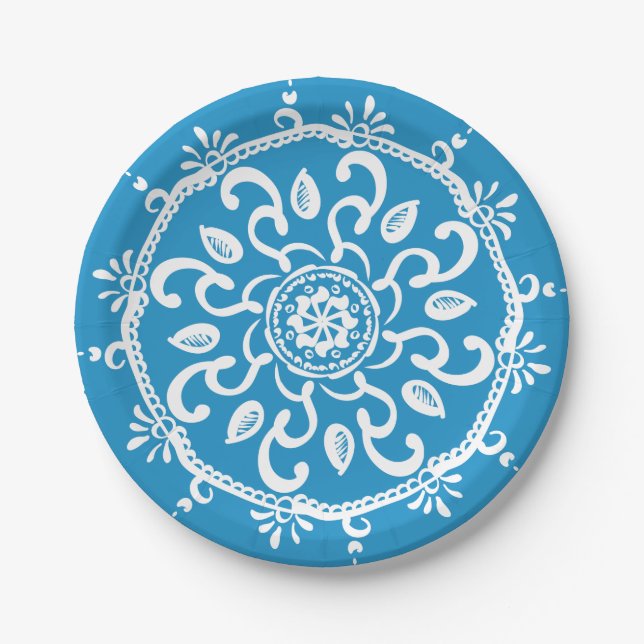Bluebird Mandala Pappteller (Vorderseite)