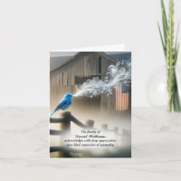 Bluebird mit Flag Beileid Danke Karte