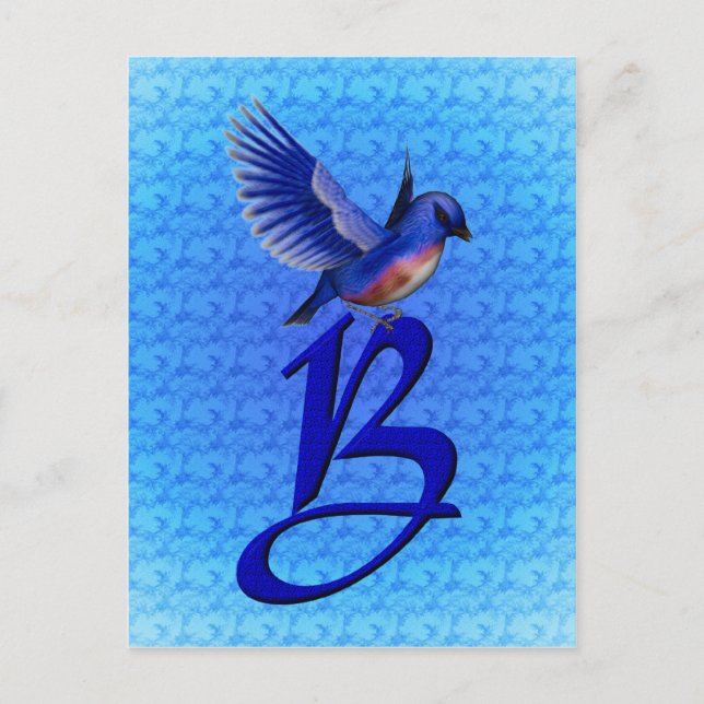 Bluebird Monogram Anfangs B Elegant Postkarte (Vorderseite)