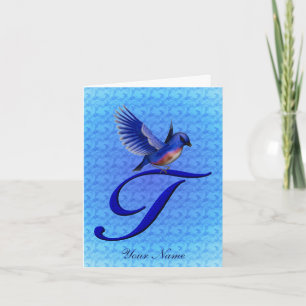 Bluebird Monogram Anfangsbuchstabe T Personalisier