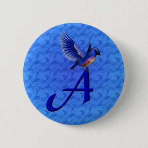 Bluebird Monogram Initial A Button