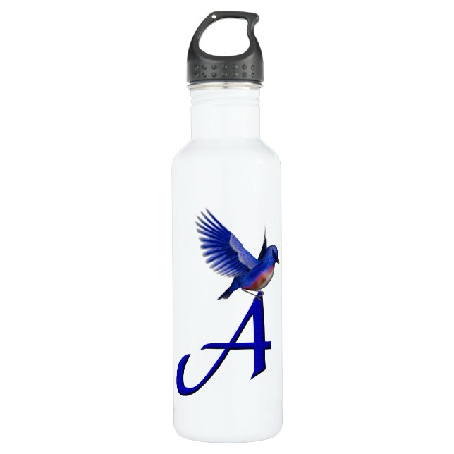 Bluebird Monogram Initial A Edelstahlflasche (Vorderseite)