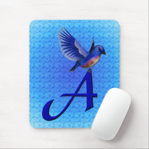 Bluebird Monogram Initial A Mousepad