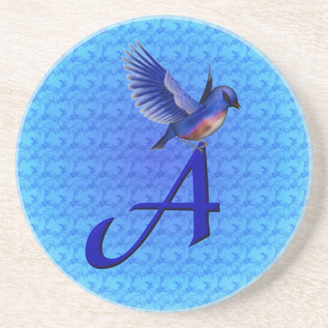 Bluebird Monogram Initial A Untersetzer (Vorne)