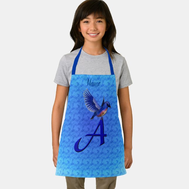 Bluebird Monogram Initial A Your Name Schürze (Insitu)